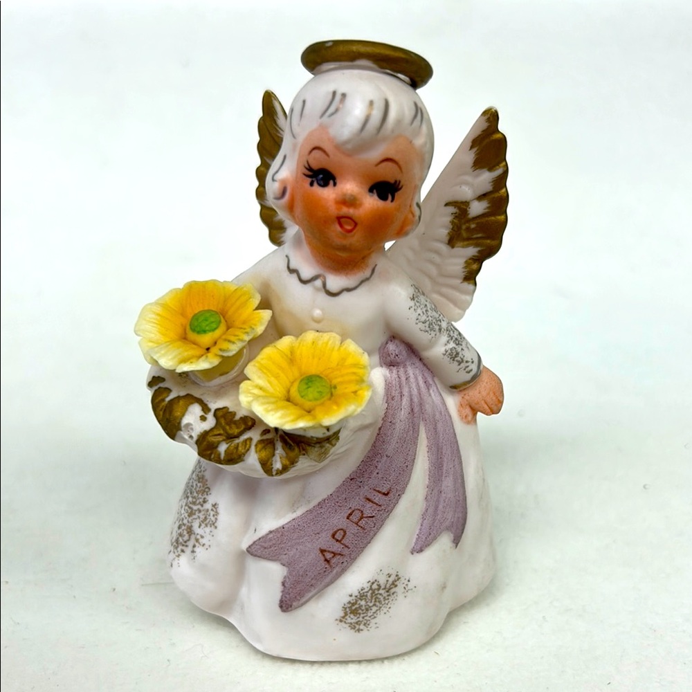 Vintage 1950’s ceramic April Birthday Angel marked  Japan